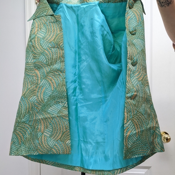 Women's vintage green patterned blouse size S - Picture 6 of 6